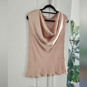 Tash & Sophie Satin Beige Cowl Neck Blouse